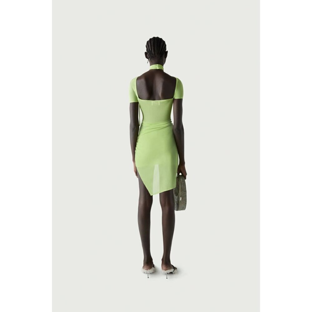 COPERNI Asymmetric Draped Mesh Dress in Anis New Womens - Picture 15 of 17
